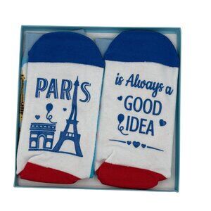 Paris-Themed Socks Gift Set With Eiffel Tower Design & Inspirational Quote Fits